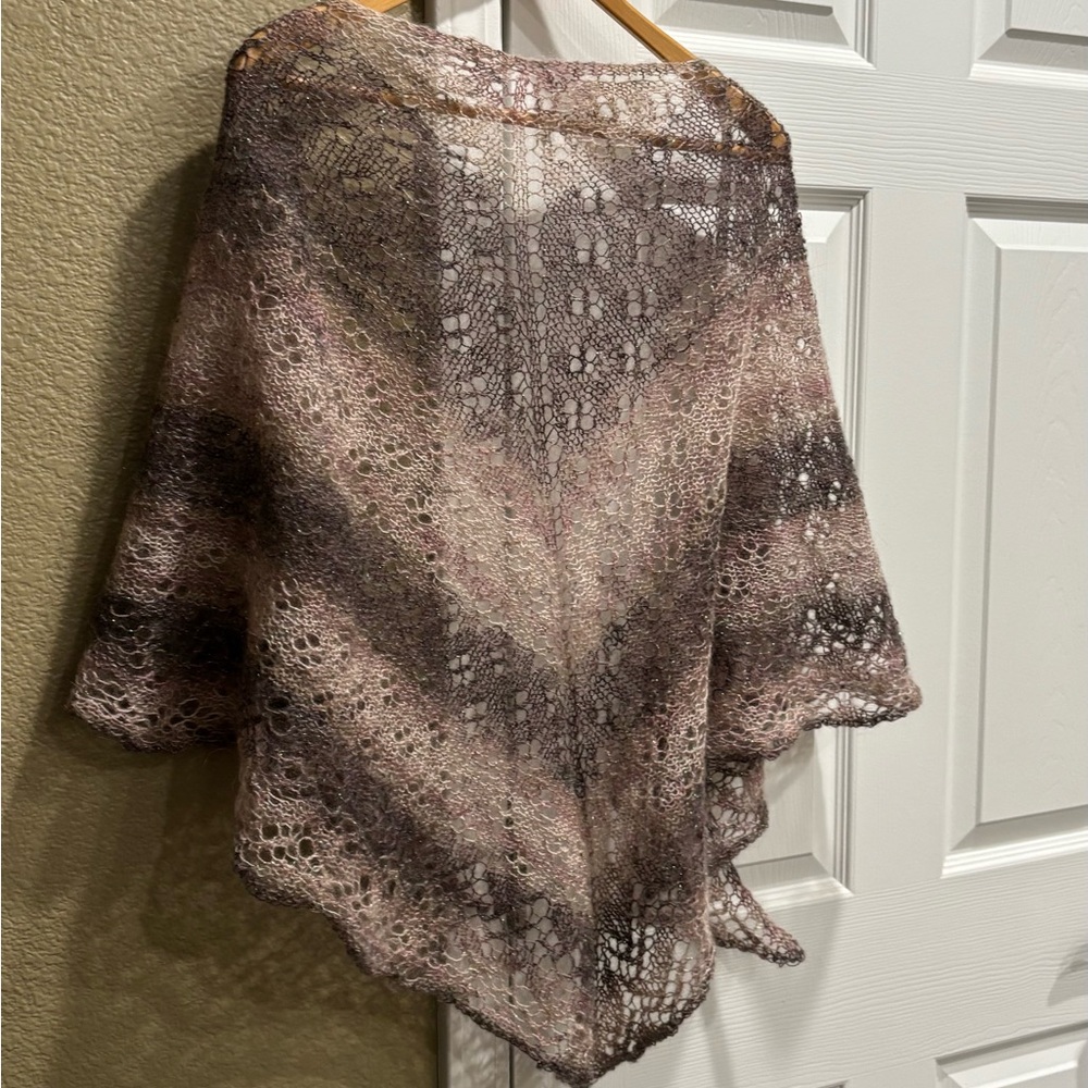 Hand Crafted Brown and Cream crochet Lace Scarf